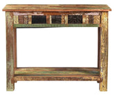 Rainbow Reclaimed Wood carved Console Hall Table